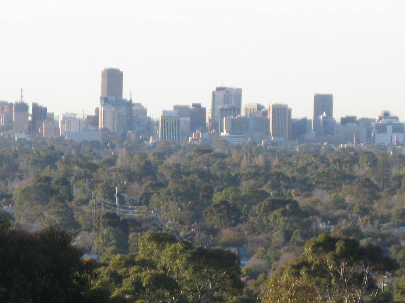 Adelaide CBD skyline viewed from Sleeps Hill, central business district service area